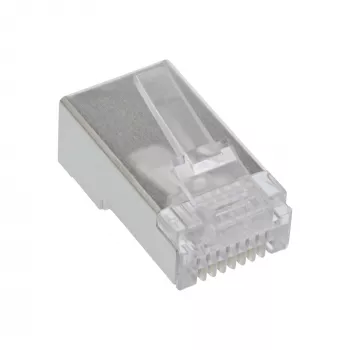 Jungtis 8P8C RJ45 vyriška ekranuota apvaliems kabeliams, InLine, pakuotė po 10 vnt., sidabrinė