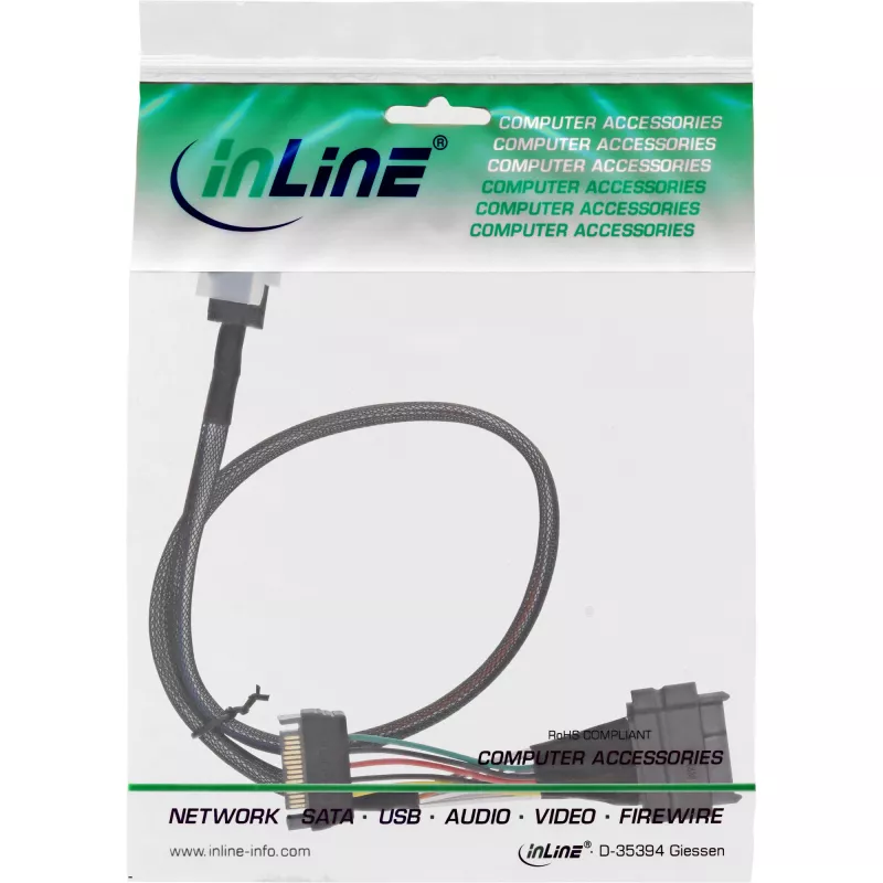 InLine 29620B U.2 jungiamasis kabelis, SSD su U.2 (SFF-8639) į SFF-8643 + maitinimas, 0,75 m