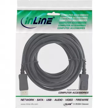 InLine DisplayPort 1.4 aktyvus laidas, 8K4K, juodas, auksuoti kontaktai, 10 m