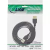 InLine USB 2.0 plokščias ilginamasis kabelis A tipas (vyriškas / moteriškas) auksuoti kontaktai juodas 3 m