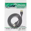 InLine USB 2.0 plokščias ilginimo laidas A tipo kištukas / lizdas, auksuoti kontaktai, juodas, 1 m