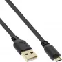 InLine Micro USB 2.0 plokščias laidas USB A / Micro-B, juodas/auksinis, 2 m