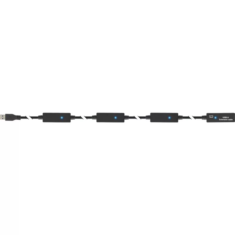 InLine USB3.2 Gen.1 aktyvus kartotuvinis laidas USB A kištukas / lizdas, juodas, 20 m