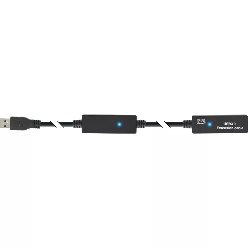 InLine USB3.2 Gen.1 aktyvus kartotinis laidas USB A kištukas / lizdas, juodas, 10 m