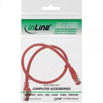 InLine Patch Cable S/FTP PiMF Cat.6 250MHz varinis halogen-free raudonas 0,3m
