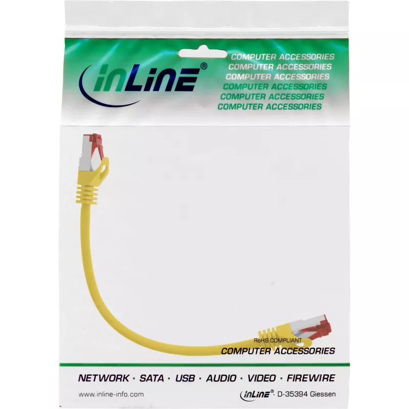 InLine Patch Laidas S/FTP PiMF Cat.6 250MHz varis be halogeno geltonas 0,3m