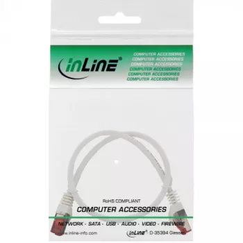 InLine Patch Laidas S/FTP PiMF Cat.6 250MHz varinis halogenų neturintis baltas 0,3m