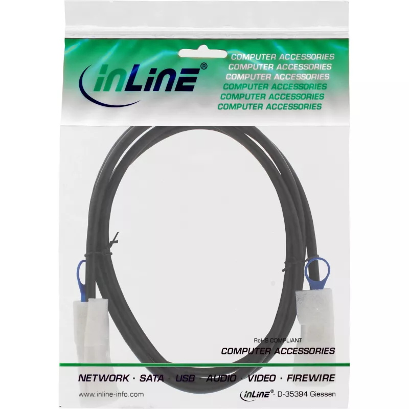 InLine SAS kabelis, Mini-SAS 26 kontaktų SFF-8088 prie Mini-SAS 26 kontaktų SFF-8088, 2 m