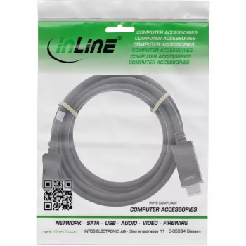 InLine DisplayPort į HDMI keitiklio laidas, 4K/60Hz, juodas, 1,5m