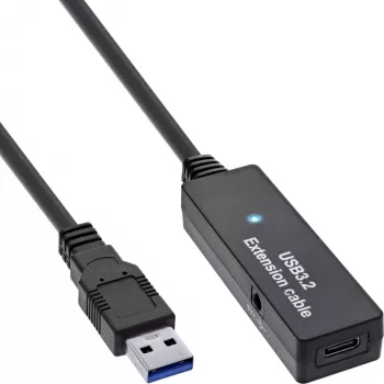 InLine USB 3.2 Gen.1 aktyvus ilginimo laidas, USB-A kištukas į USB-C lizdą, 5 m