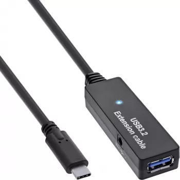 InLine USB 3.2 Gen.1 aktyvus ilginimo kabelis, USB-C kištukas į USB-A lizdą, 5 m