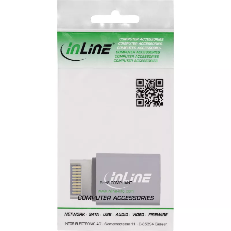 InLine USB 3.2 adapteris, vidinis USB-E priekinio skydelio kištukas į USB-C lizdą