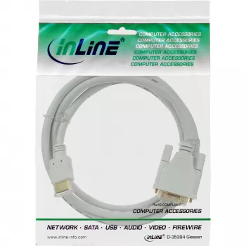 InLine HDMI į DVI laidas, kištukas / 18+1 kištukas, baltas, auksuotas, 5 m