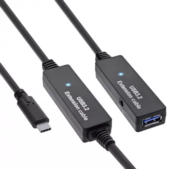 InLine USB 3.2 Gen.1 aktyvus ilginimo kabelis, USB-C (vyras) į USB-A (moteris), 10 m