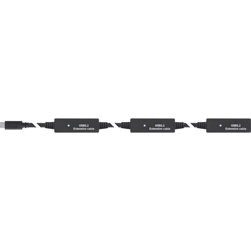 InLine USB 3.2 Gen.1 aktyvus ilginimo kabelis, USB-C (vyras) į USB-A (moteris), 10 m