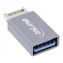 InLine USB 3.2 adapter, vidinis USB-E priekinio skydelio jungtis į USB-A lizdą