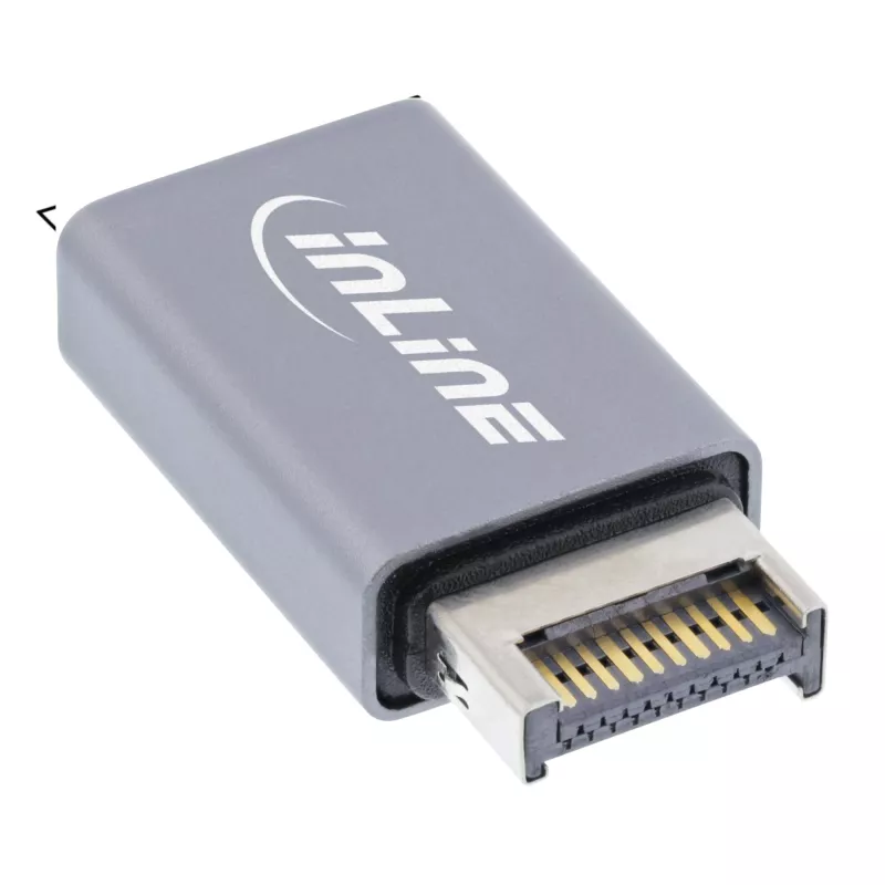 InLine USB 3.2 adapter, vidinis USB-E priekinio skydelio jungtis į USB-A lizdą