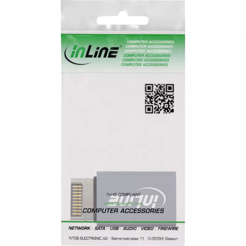 InLine USB 3.2 adapter, vidinis USB-E priekinio skydelio jungtis į USB-A lizdą