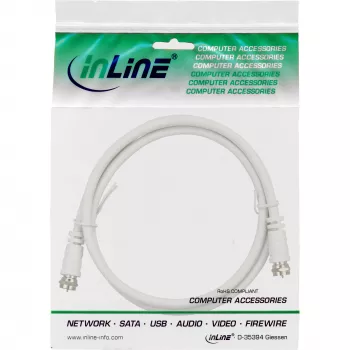 InLine SAT kabelis 2x ekranuotas itin mažų nuostolių 2x F-kištukas >75dB baltas 7m