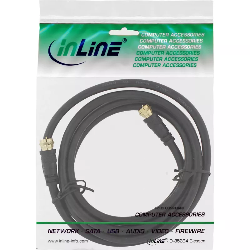 InLine SAT kabelis Premium 69303P 2x ekranuotas 2x F-kištukas 3 m juodas