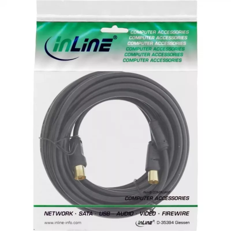 InLine antenos kabelis 2x ekranuotas >85dB juodas 5m