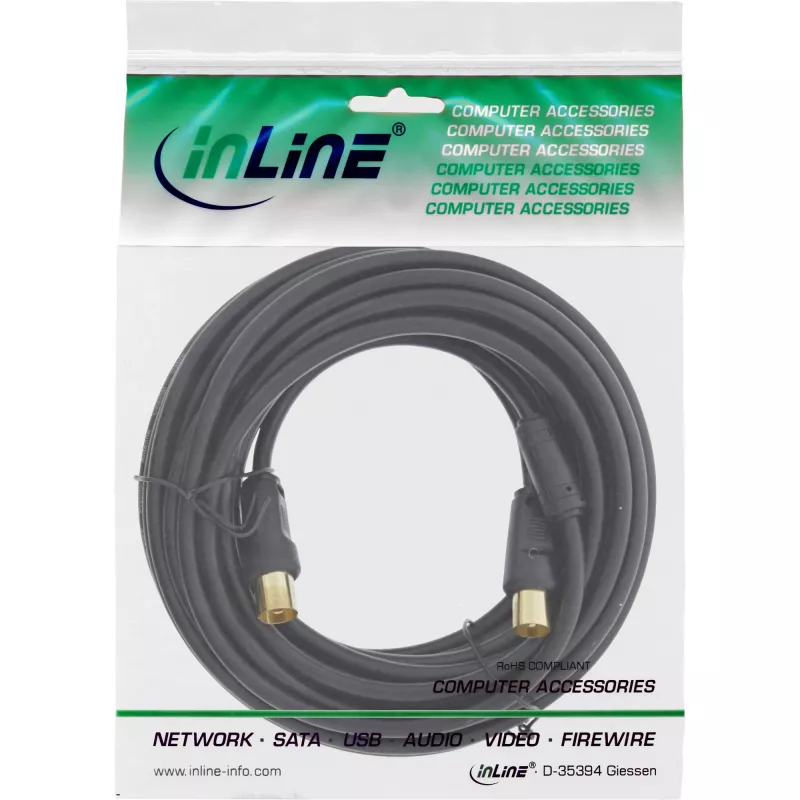 InLine antenos kabelis 2x ekranuotas >85dB juodas 3m