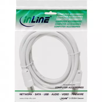 InLine anteninis kabelis 2x ekranuotas itin maži nuostoliai >75dB baltas 2m