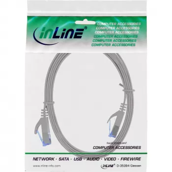 InLine Flat patch laidas, U/FTP, Cat.6A, pilkas, 3m