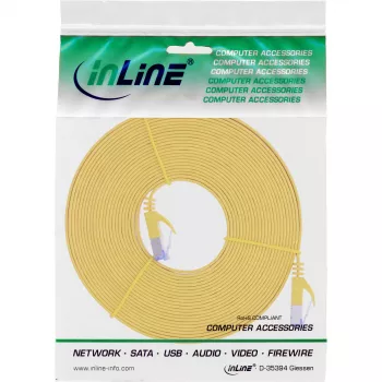 InLine Flat patch laidas, U/FTP, Cat.6A, geltonas, 10 m