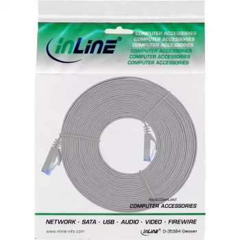 InLine Flat patch laidas, U/FTP, Cat.6A, pilkas, 7m