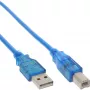 InLine USB 2.0 kabelis Type A kištukas / Type B kištukas mėlynas permatomas 3 m