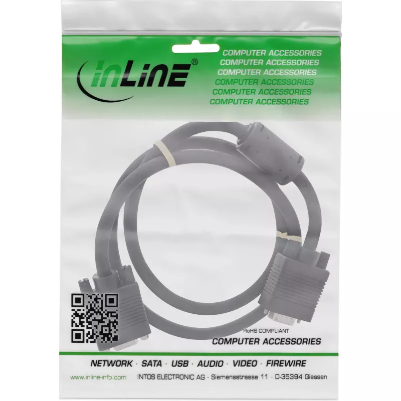 InLine S-VGA ilginimo laidas 15HD kištukas / lizdas juodas 0,5 m