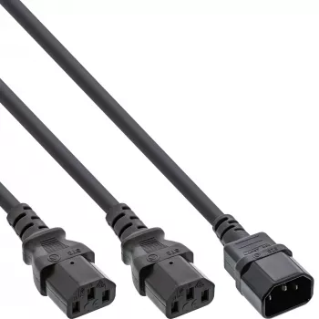 InLine maitinimo Y-laidas Vokiškas F tipas 1x IEC-C14 į 2x IEC-C13 1,8 m