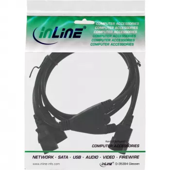 InLine maitinimo Y-laidas Vokiškas F tipas 1x IEC-C14 į 2x IEC-C13 1,8 m
