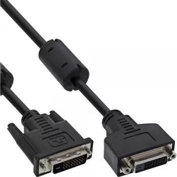 InLine DVI-D kabelis 24+1 M/F, Dual Link, 2 ferito žiedai, 5 m