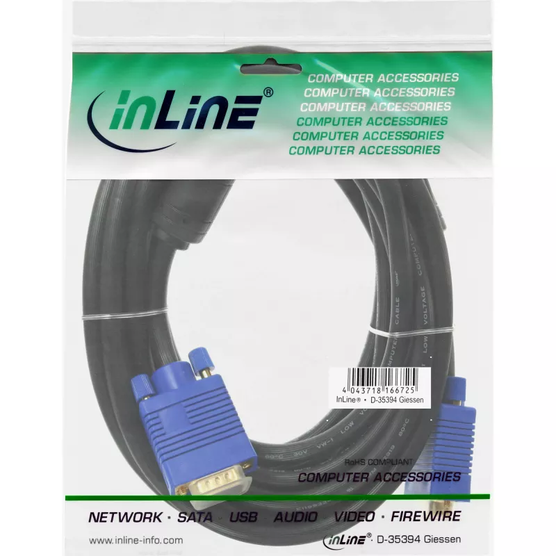 InLine S-VGA laidas Premium 15HD vyriškas / vyriškas juodas 7 m