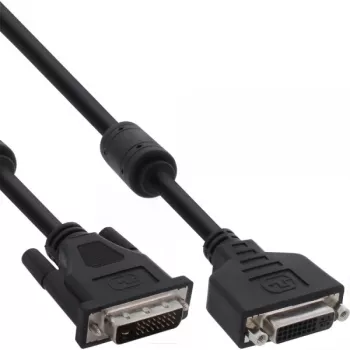 InLine DVI-D kabelis 24+1 M/F, Dual Link, 2 ferito žiedai, 2m