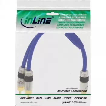 InLine RCA Y-Cable Premium 1x RCA lizdas / 2x RCA kištukai, auksu dengti, 0,25 m