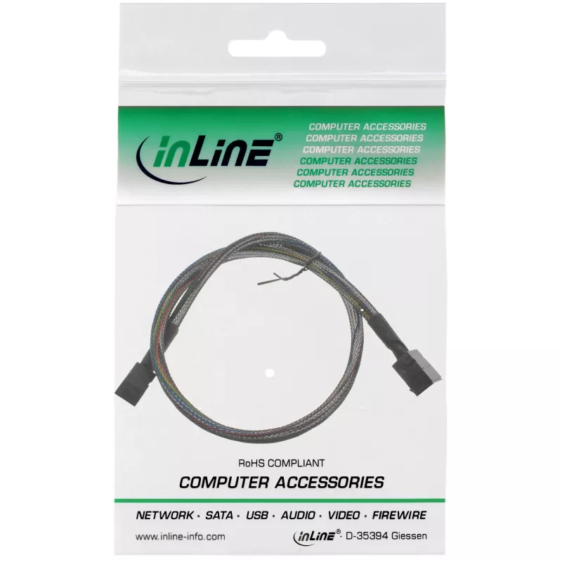 InLine Mini SAS HD kabelis SFF-8643 į SFF-8643 su šoniniu ryšiu 1m