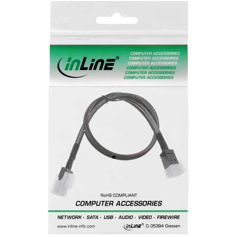 InLine Mini SAS HD kabelis SFF-8643 į SFF-8087 su šoniniu kanalu 1m