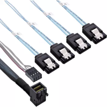 InLine Mini SAS HD kabelis SFF-8643 kampuotas į 4x SATA + Sideband 1m