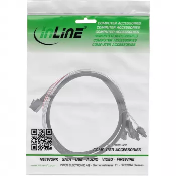InLine Mini SAS HD kabelis SFF-8643 į 4x SATA + Sideband 1m