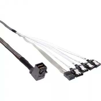 InLine Mini SAS HD kabelis SFF-8643 kampuotas į 4x SATA + šoninis ryšys 0,5 m