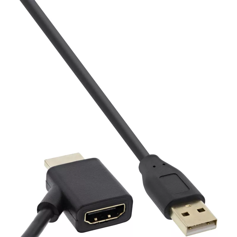 InLine HDMI adapteris M / F su USB-A maitinimo injektoriumi 0,5 m