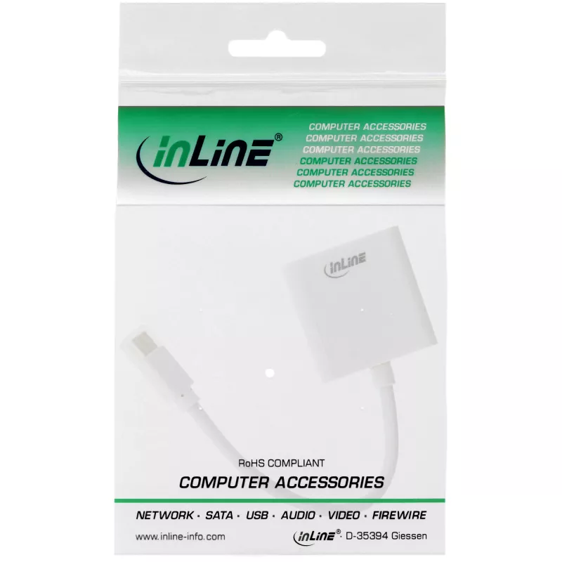 InLine Mini DisplayPort (vyriškas) / DVI-D 24+1 (moteriškas) adapteris baltas, 0,15 m