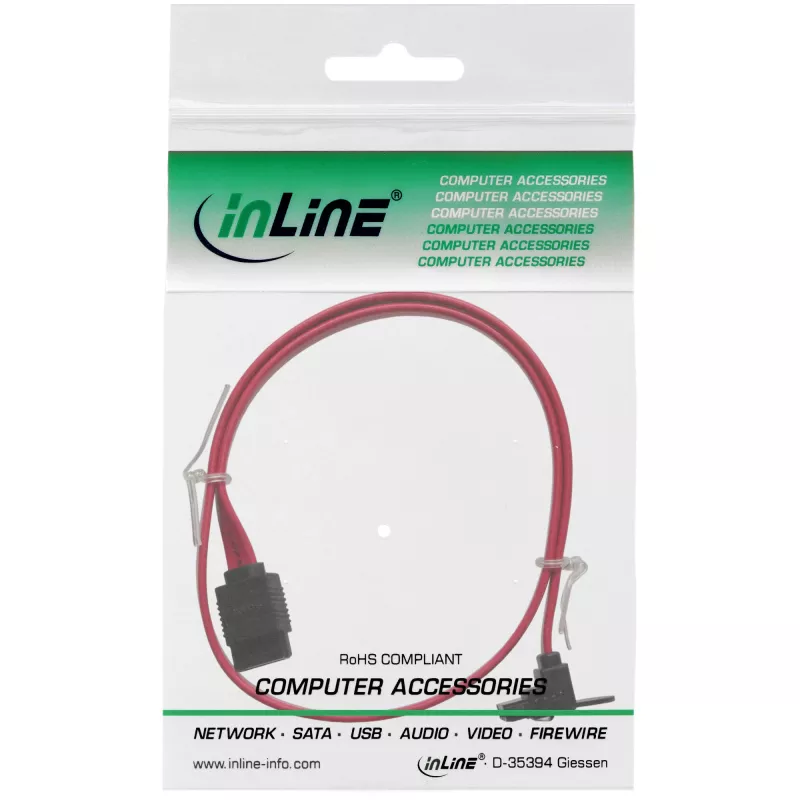 InLine SATA 6Gb/s kabelis su kampinėmis jungtimis 0,75 m
