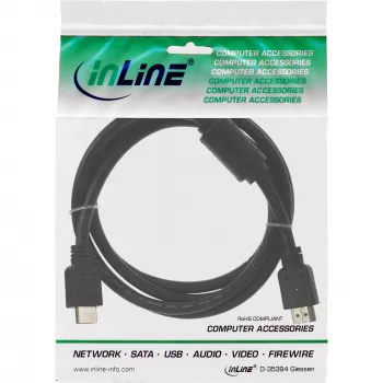 InLine HDMI kabelis High Speed vyras + feritas juodas 1 m