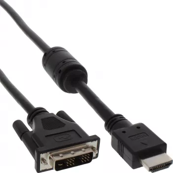 InLine HDMI-DVI laidas 19 kontaktų vyriškas / 18+1 vyriškas su ferito žiedu juodas 1,5 m