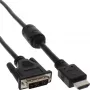 InLine HDMI-DVI laidas 19 kaiščių vyras / 18+1 vyras su ferito žiedu juodas 1 m