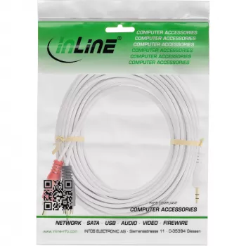InLine garso laidas 2x RCA (vyras) į 3,5 mm (vyras) stereo baltas/auksinis 2 m